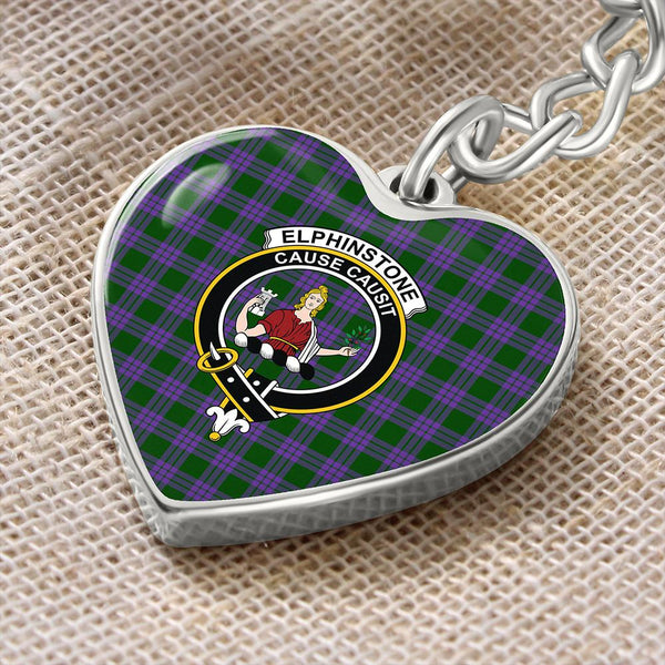 Elphinstone Tartan Classic Crest Heart Keychain