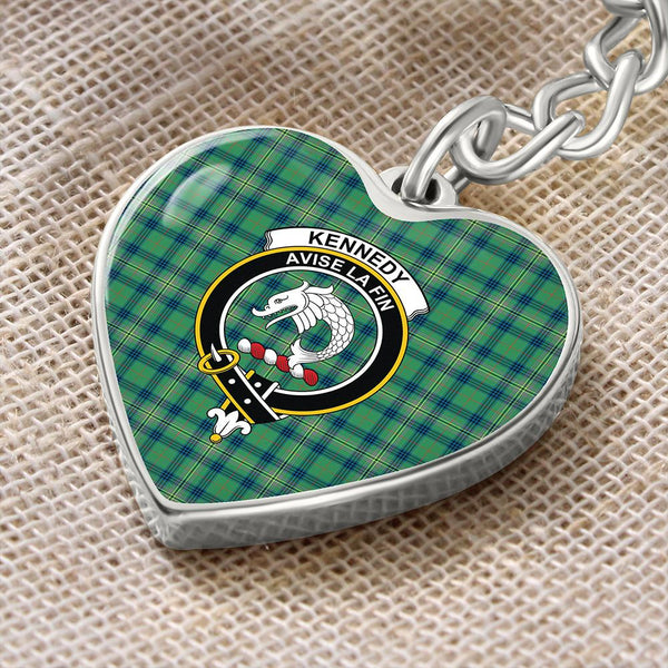 Kennedy Ancient Tartan Classic Crest Heart Keychain