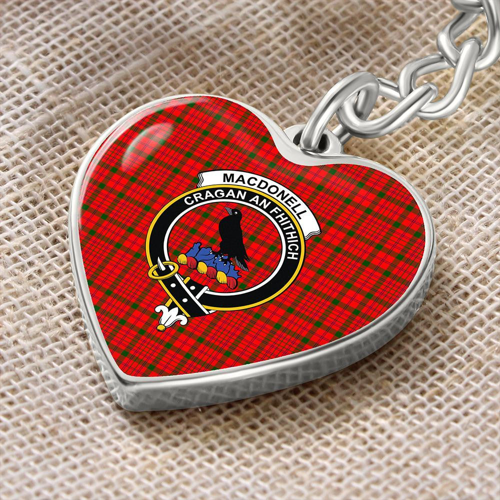 MacDonnell of Keppoch Modern Tartan Classic Crest Heart Keychain