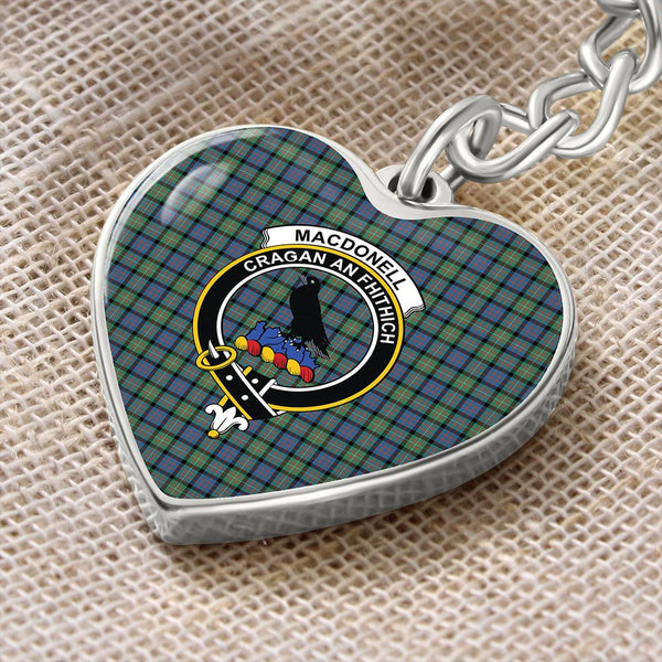 MacDonnell of Glengarry Ancient Tartan Classic Crest Heart Keychain