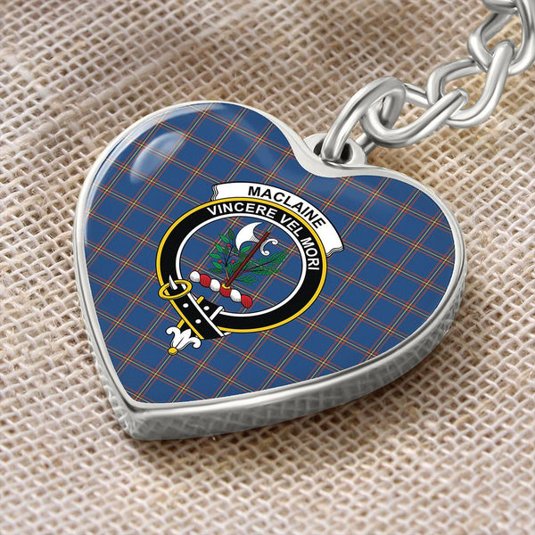 MacLaine of Loch Buie Tartan Classic Crest Heart Keychain