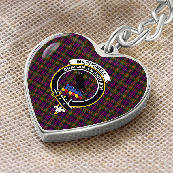 MacDonnell of Glengarry Modern Tartan Classic Crest Heart Keychain