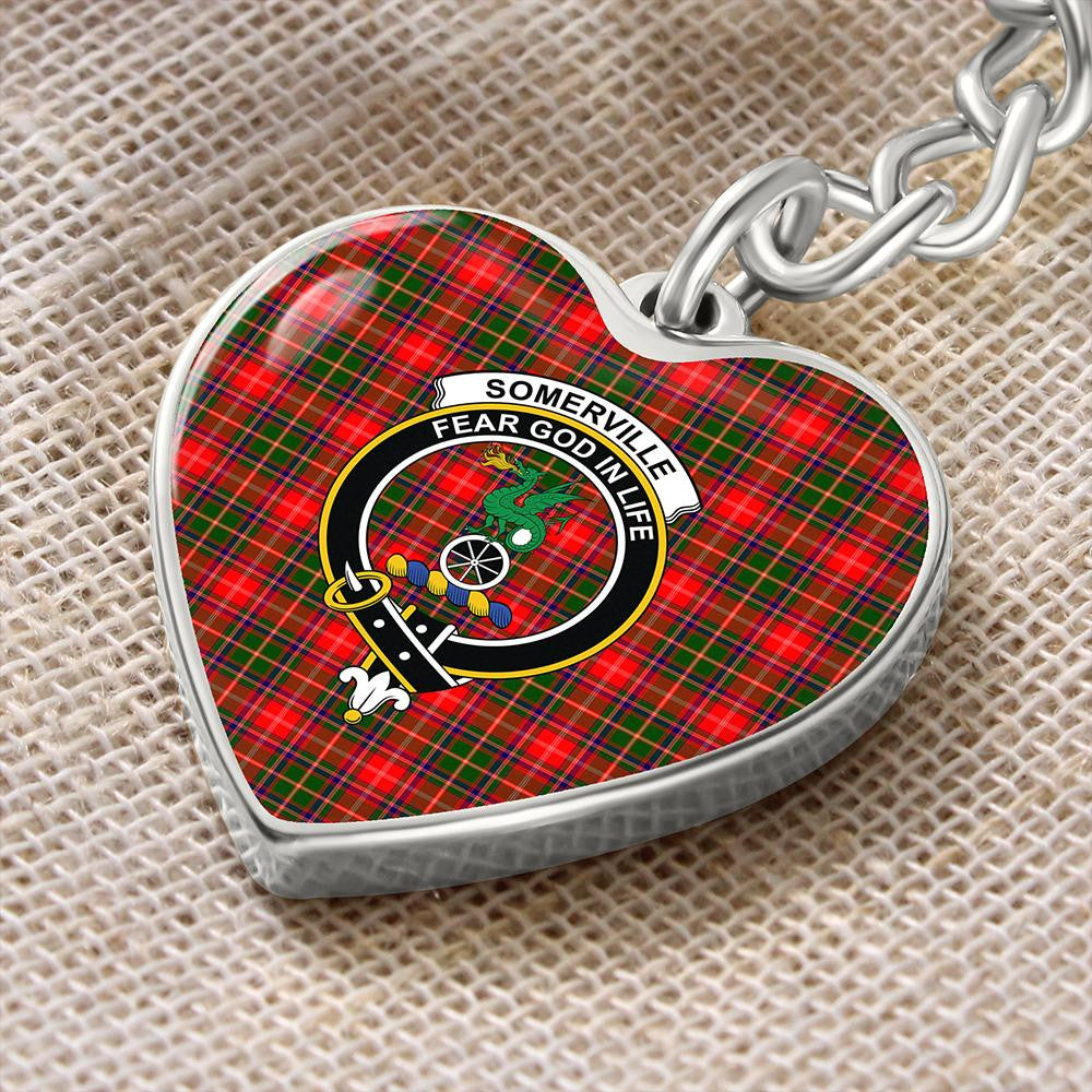 Somerville Modern Tartan Classic Crest Heart Keychain