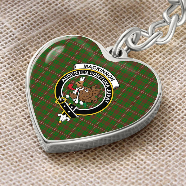 MacKinnon Hunting Modern Tartan Classic Crest Heart Keychain