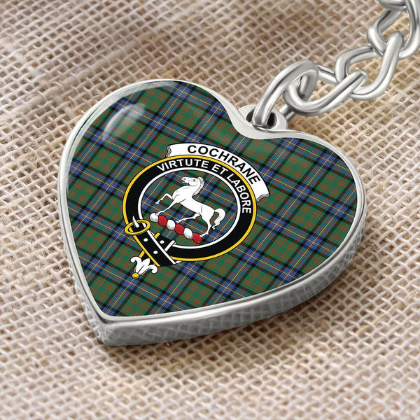 Cochrane Ancient Tartan Classic Crest Heart Keychain