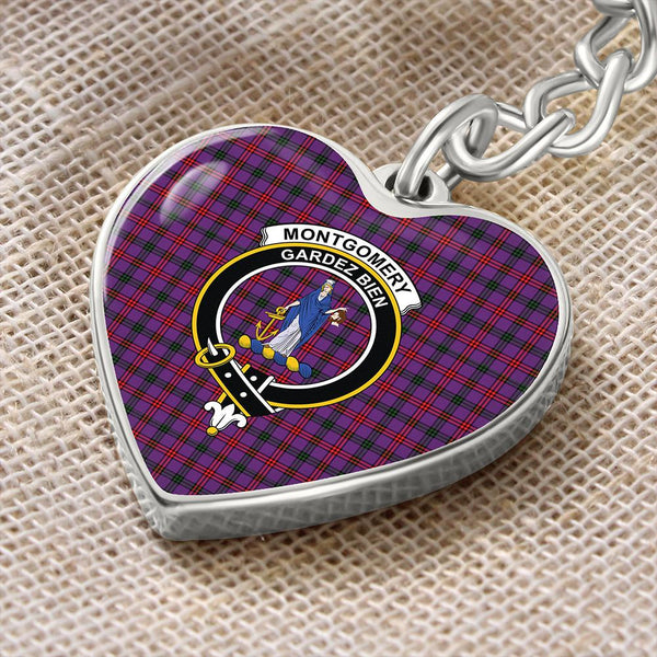 Montgomery Modern Tartan Classic Crest Heart Keychain