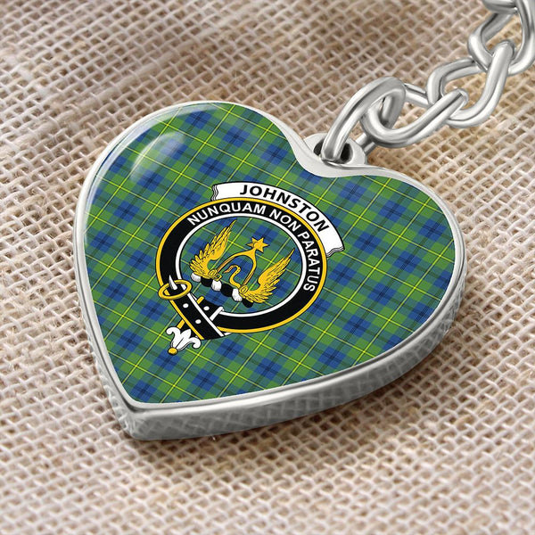 Johnston Ancient Tartan Classic Crest Heart Keychain