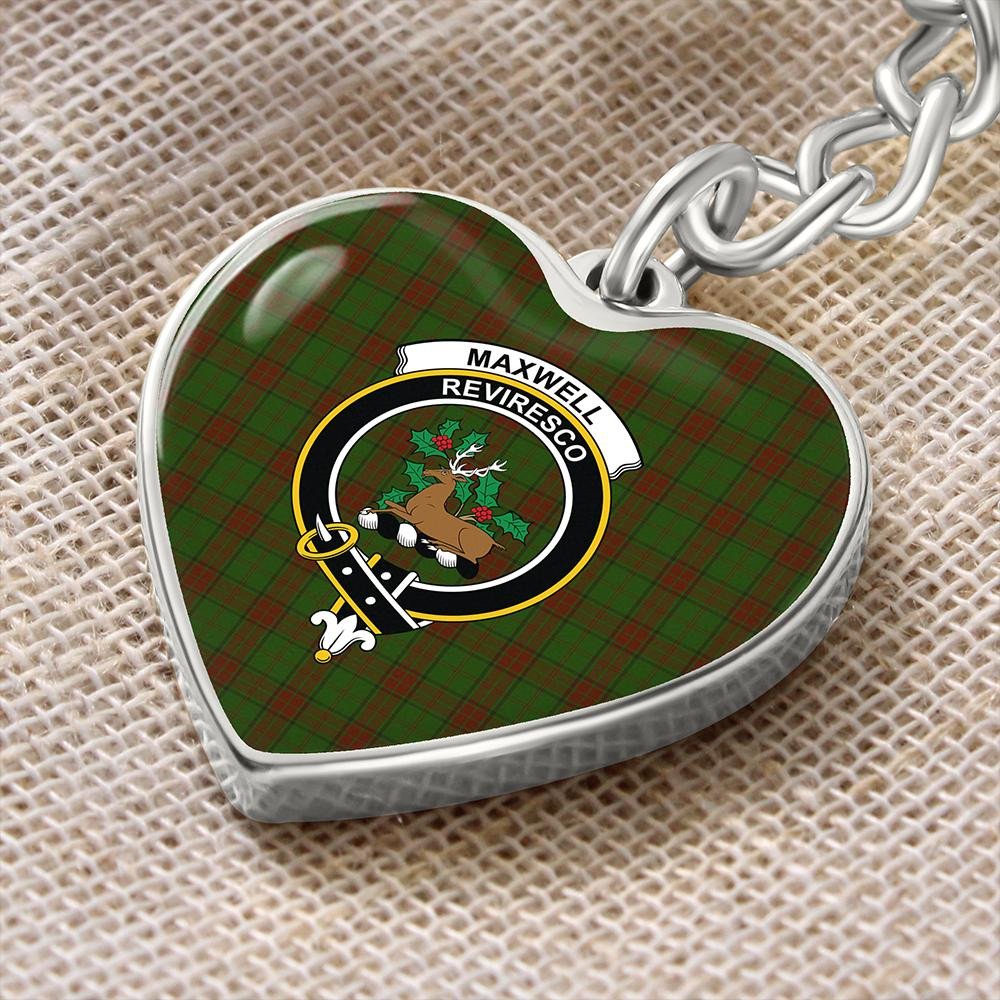 Maxwell Hunting Tartan Classic Crest Heart Keychain