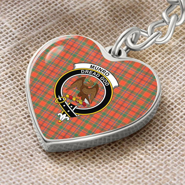 Munro Ancient Tartan Classic Crest Heart Keychain