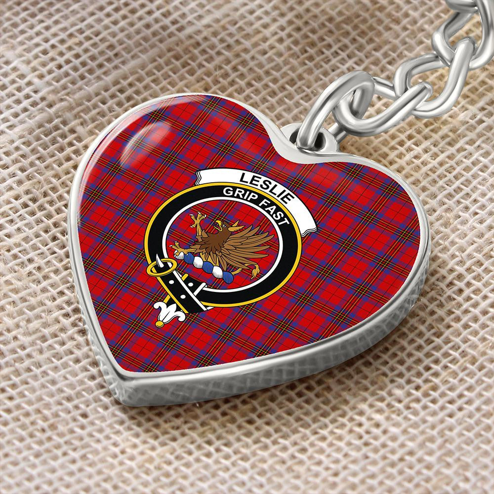 Leslie Modern Tartan Classic Crest Heart Keychain