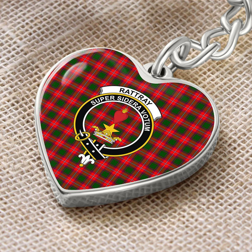 Rattray Modern Tartan Classic Crest Heart Keychain