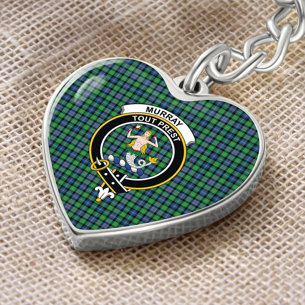 Murray of Atholl Ancient Tartan Classic Crest Heart Keychain