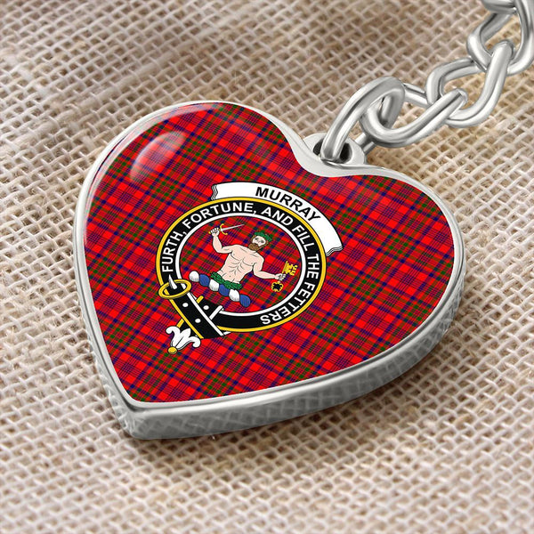 Murray of Tulloch Modern Tartan Classic Crest Heart Keychain