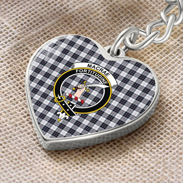 MacRae Dress Modern Tartan Classic Crest Heart Keychain