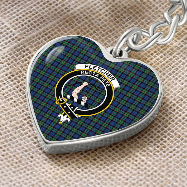 Fletcher Ancient Tartan Classic Crest Heart Keychain