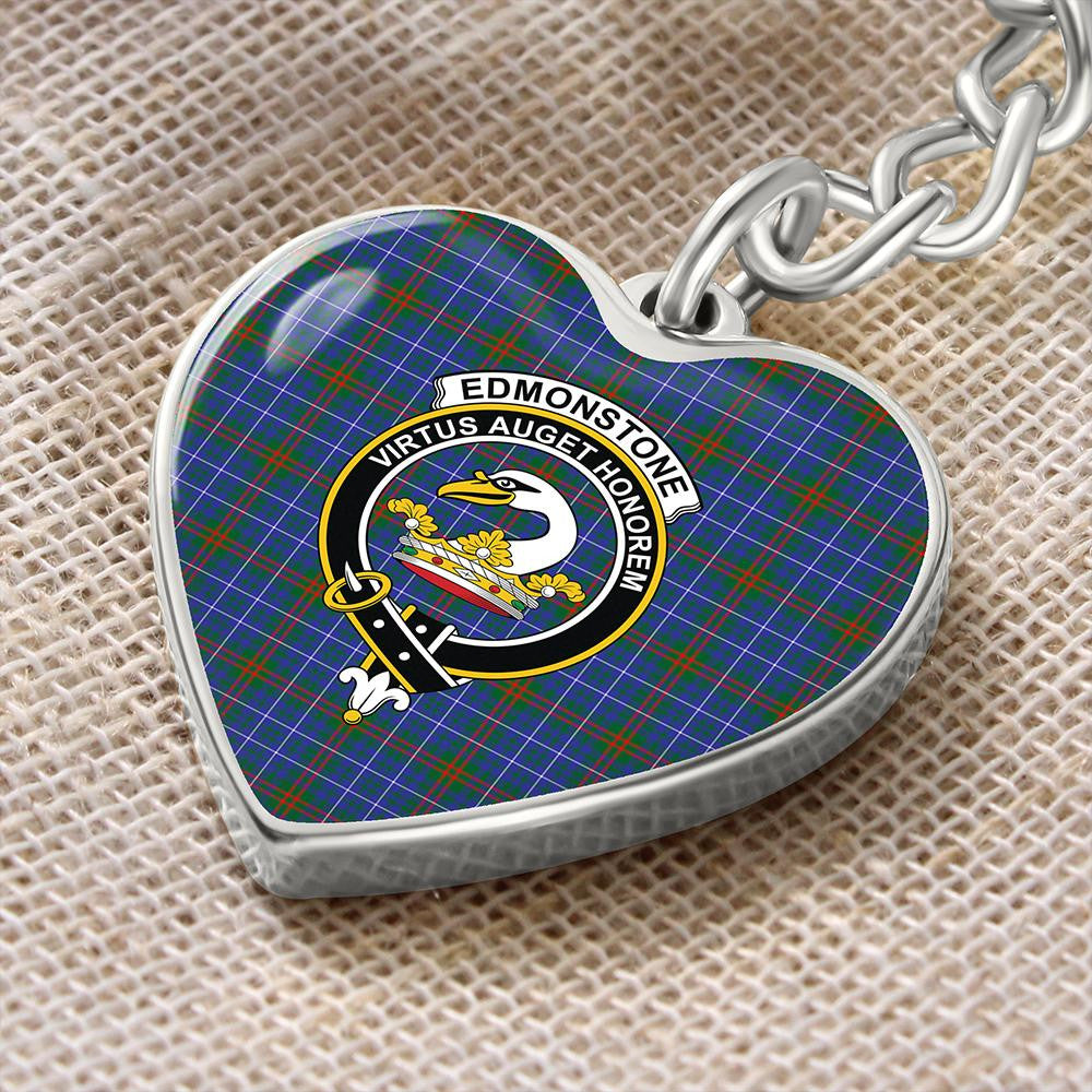 Edmonstone Tartan Classic Crest Heart Keychain