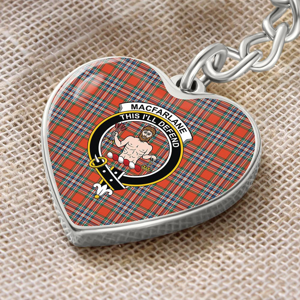 MacFarlane Ancient Tartan Classic Crest Heart Keychain