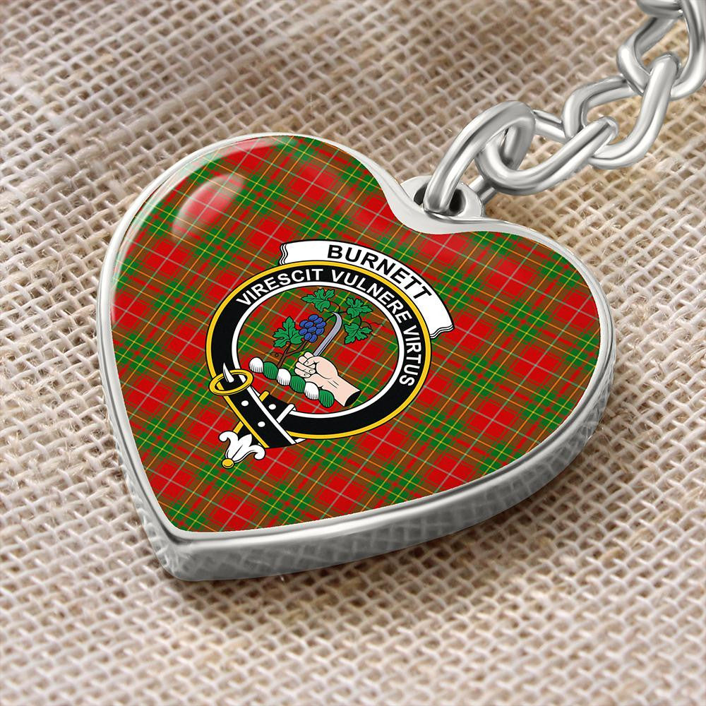 Burnett Ancient Tartan Classic Crest Heart Keychain