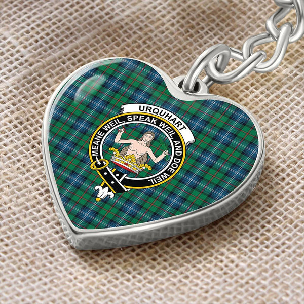 Urquhart Ancient Tartan Classic Crest Heart Keychain