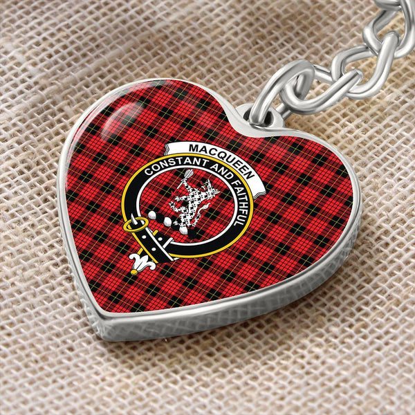 MacQueen Modern Tartan Classic Crest Heart Keychain