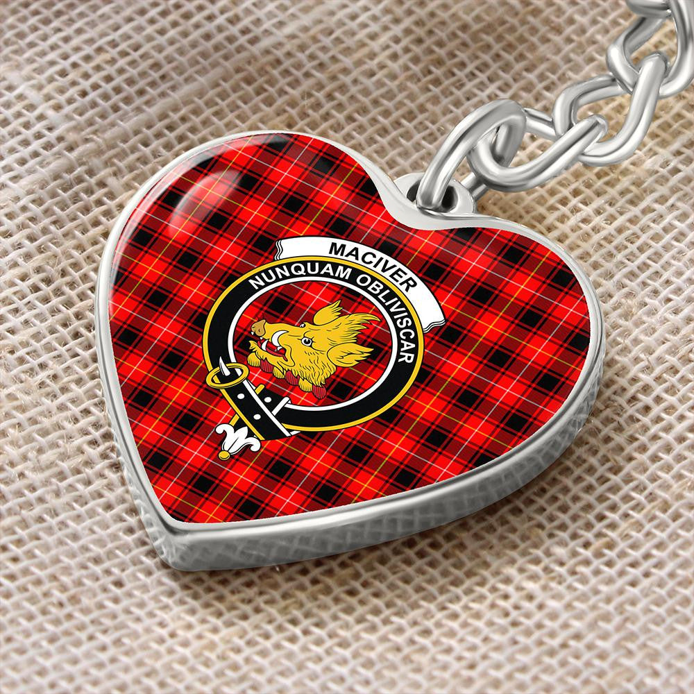 MacIver Modern Tartan Classic Crest Heart Keychain