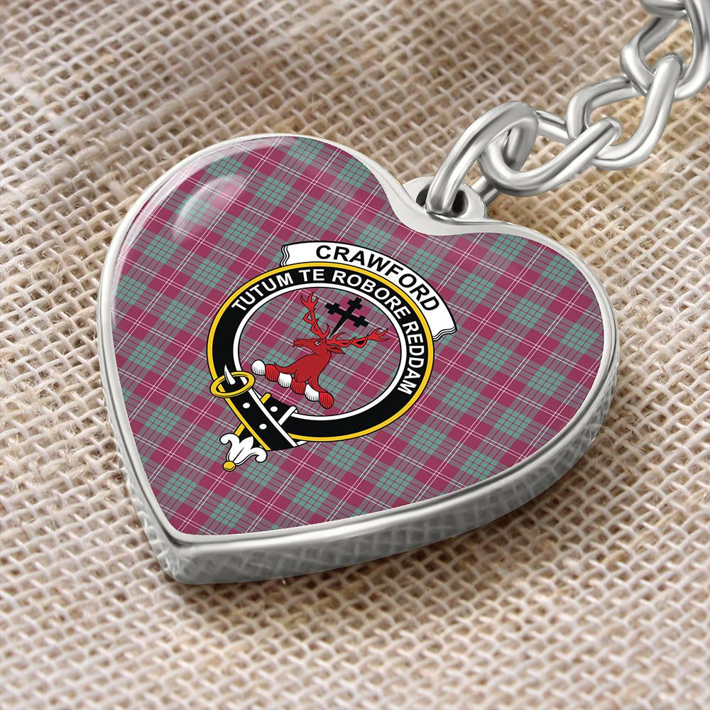 Crawford Ancient Tartan Classic Crest Heart Keychain