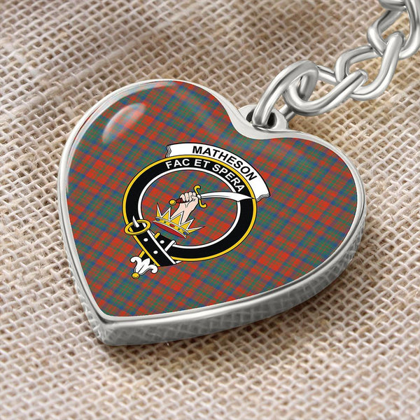 Matheson Ancient Tartan Classic Crest Heart Keychain