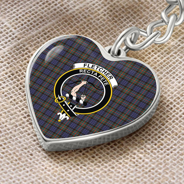 Fletcher of Dunans Tartan Classic Crest Heart Keychain