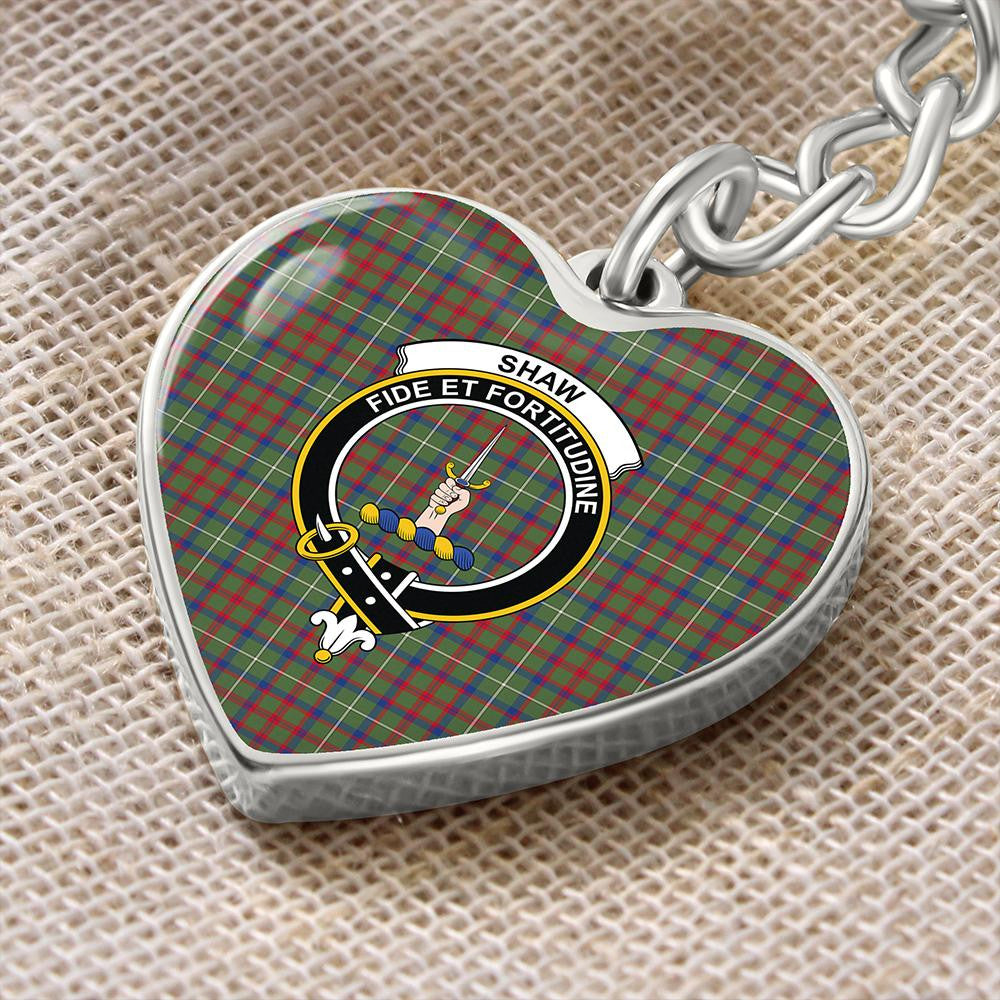 Shaw Green Modern Tartan Classic Crest Heart Keychain