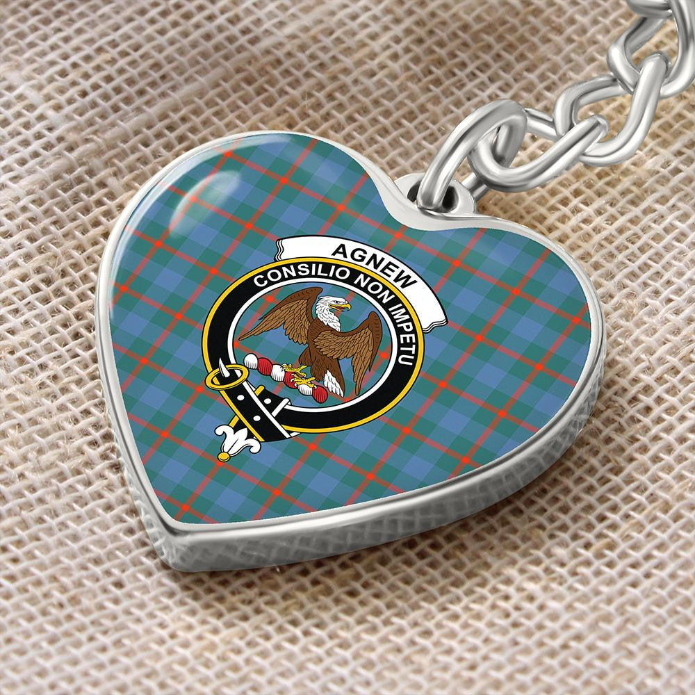 Agnew Ancient Tartan Classic Crest Heart Keychain