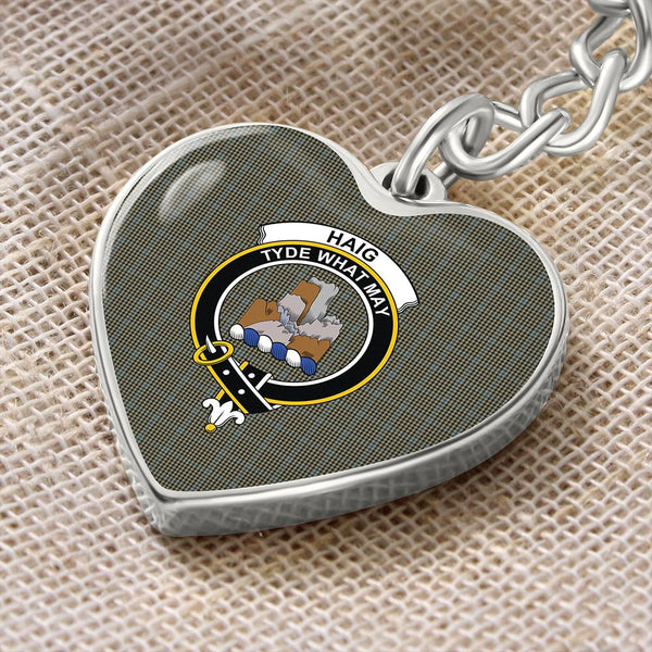 Haig Check Tartan Classic Crest Heart Keychain