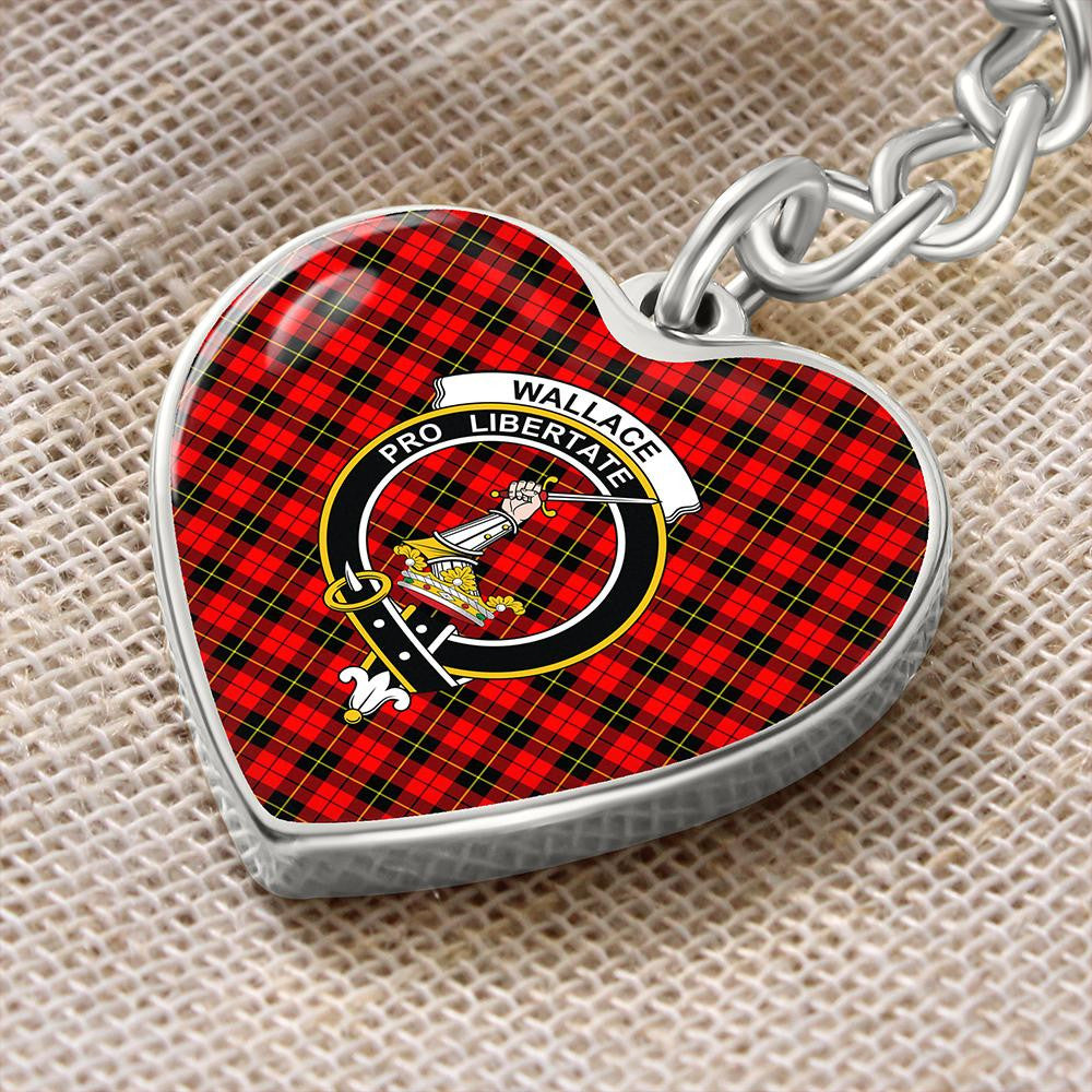 Wallace Hunting - Red Tartan Classic Crest Heart Keychain