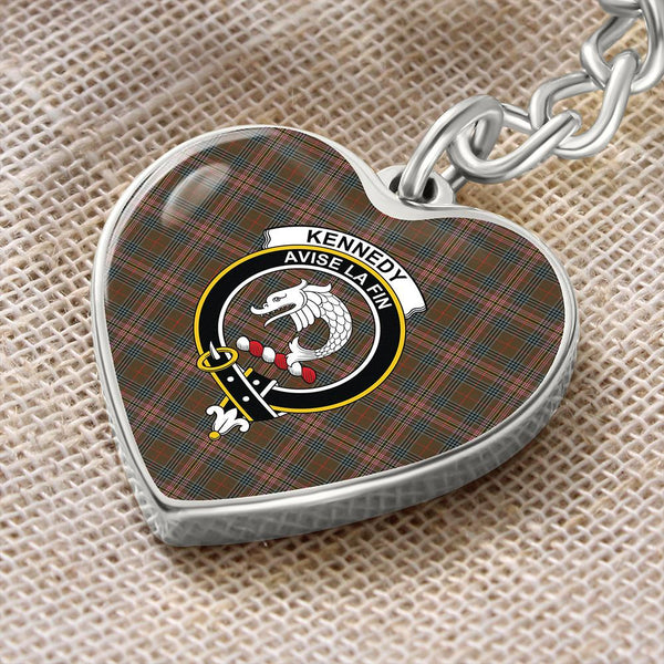 Kennedy Weathered Tartan Classic Crest Heart Keychain