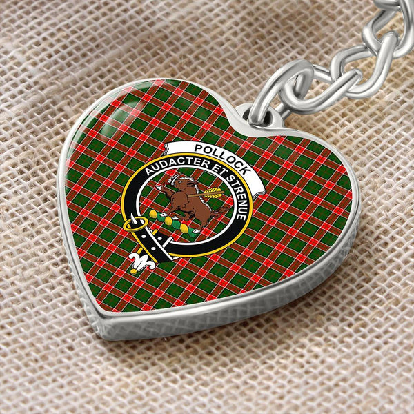 Pollock Modern Tartan Classic Crest Heart Keychain