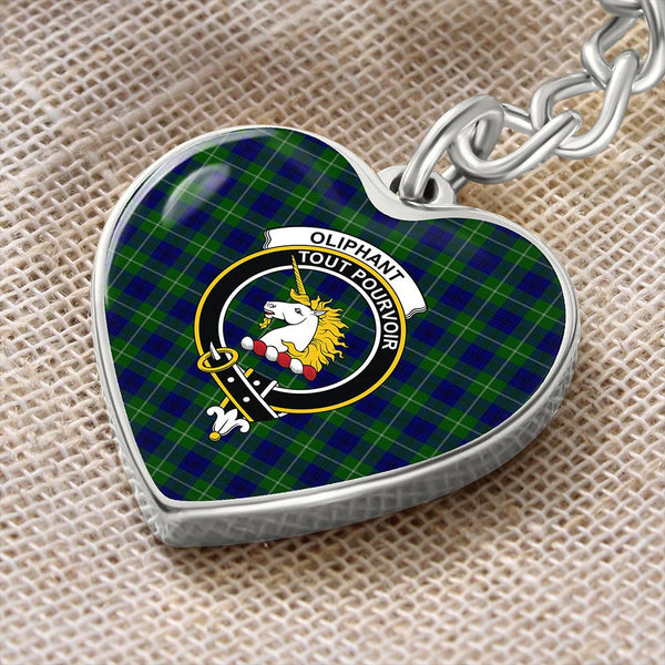 Oliphant Modern Tartan Classic Crest Heart Keychain