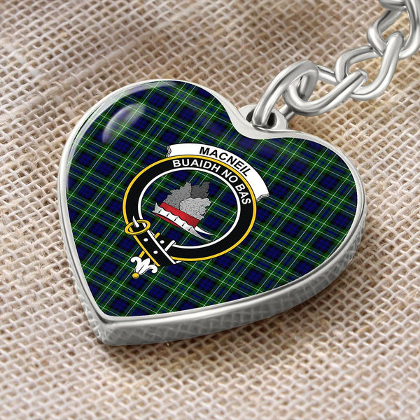 MacNeil of Colonsay Modern Tartan Classic Crest Heart Keychain