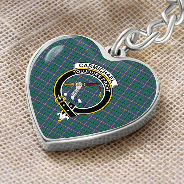 Carmichael Ancient Tartan Classic Crest Heart Keychain