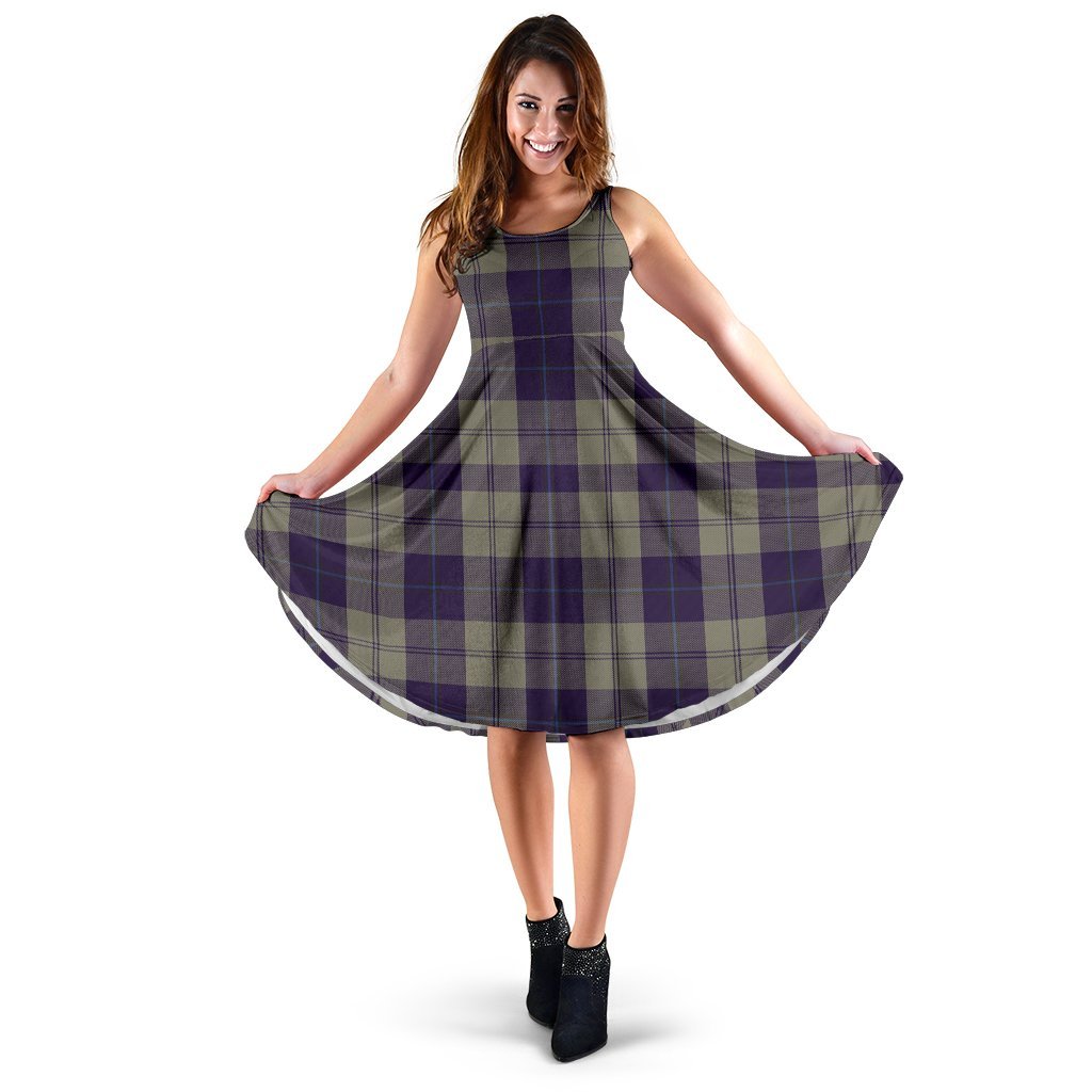 Cunningham Dress HJ4 Blue Dancers Tartan Classic Midi Dresses