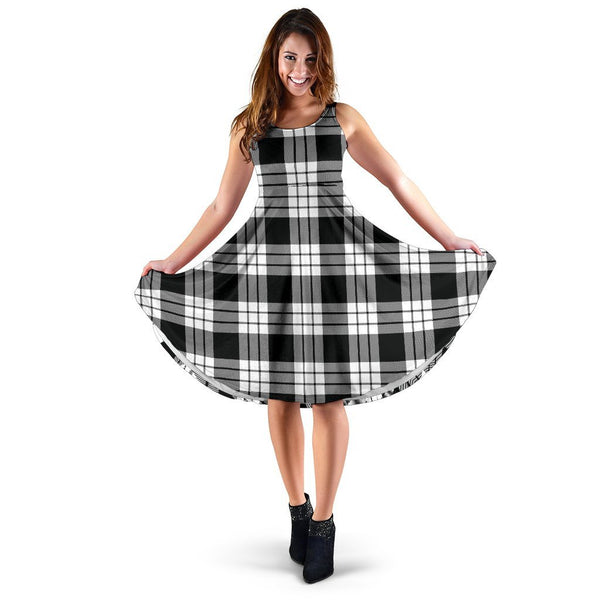 MacFarlane Black & White Tartan Classic Midi Dresses