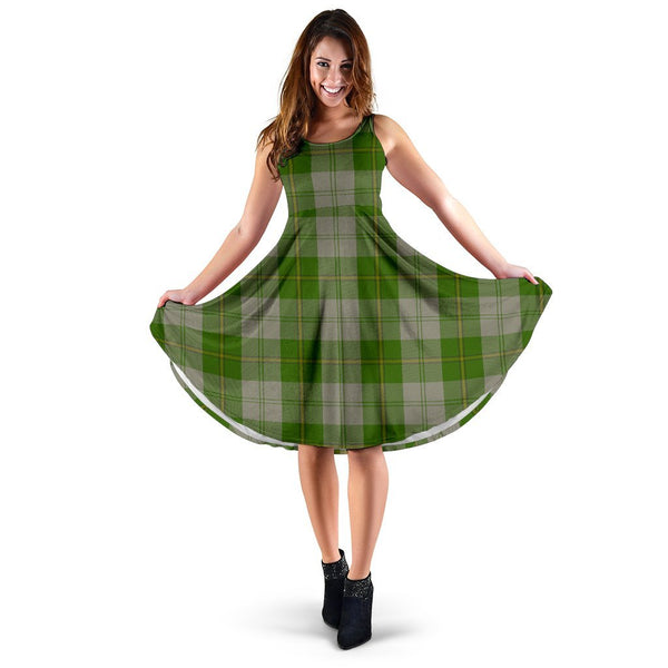 Cunningham Dress HJ4 Green Dancers Tartan Classic Midi Dresses