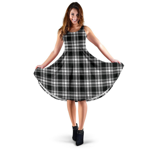 Menzies Black & White Modern Tartan Classic Midi Dresses