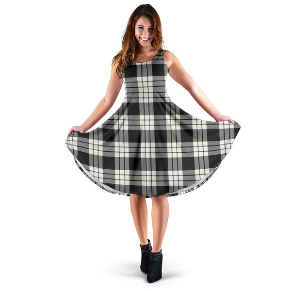 MacFarlane Black & White Ancient Tartan Classic Midi Dresses