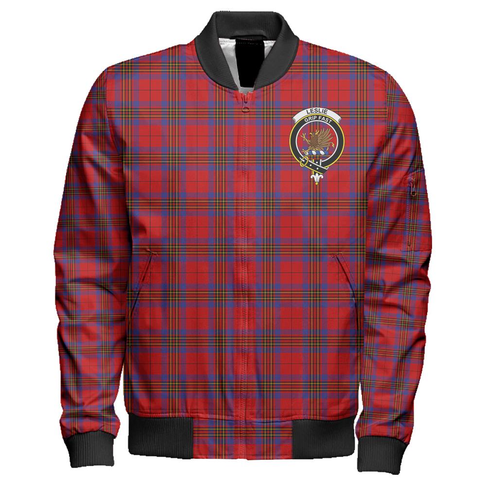 Leslie Modern Tartan Classic Crest Zipper Bomber Jacket