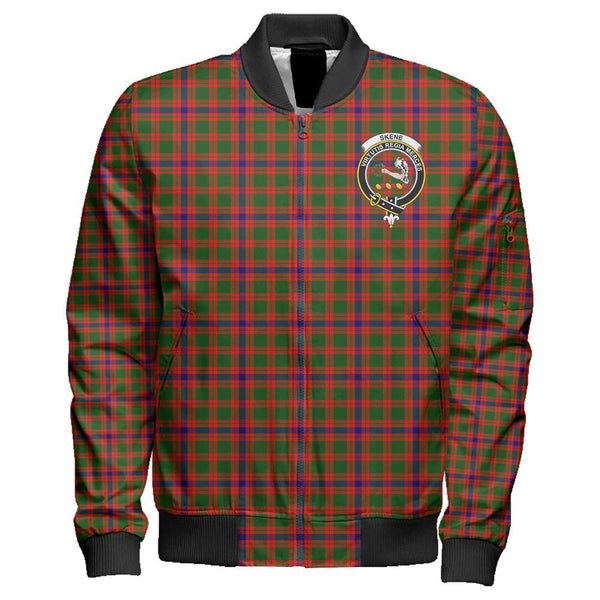 Skene Modern Tartan Classic Crest Zipper Bomber Jacket