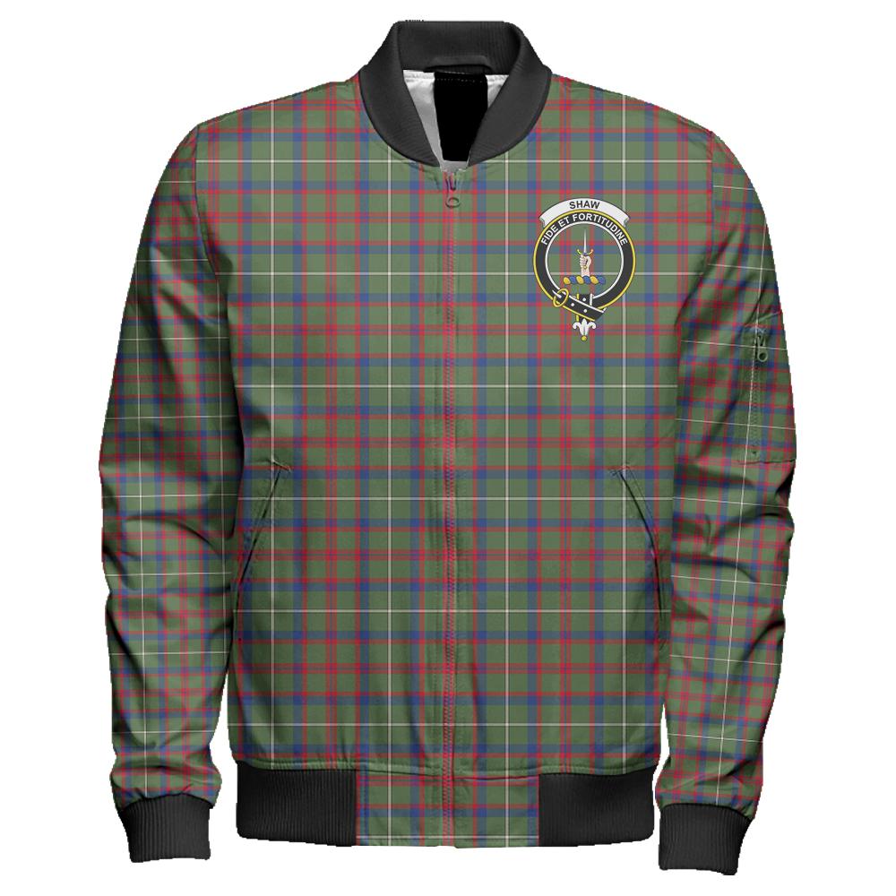 Shaw Green Modern Tartan Classic Crest Zipper Bomber Jacket