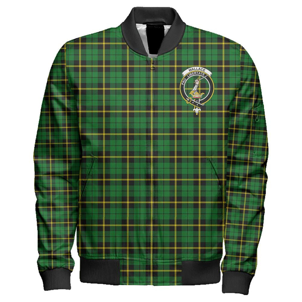 Wallace Hunting - Green Tartan Classic Crest Zipper Bomber Jacket