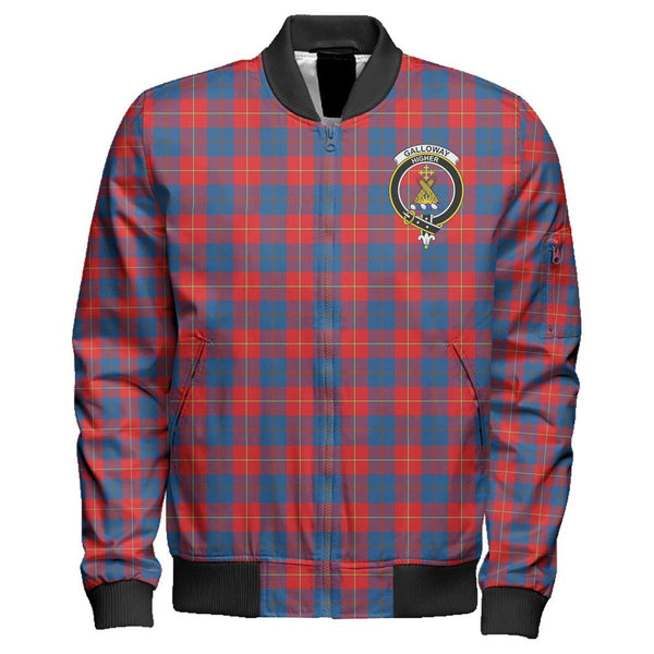 Galloway Red Tartan Classic Crest Zipper Bomber Jacket