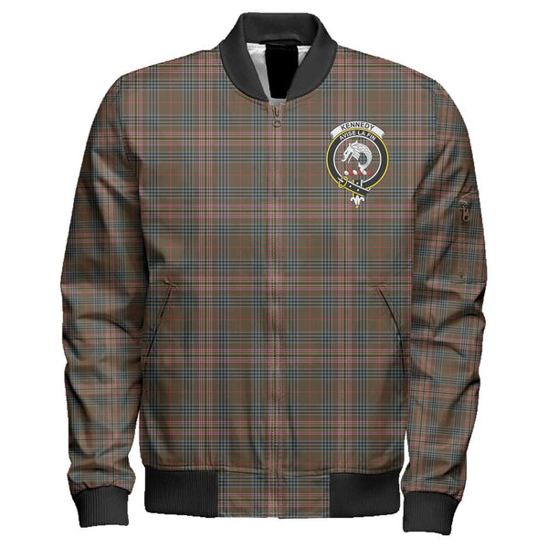 Kennedy Weathered Tartan Classic Crest Zipper Bomber Jacket