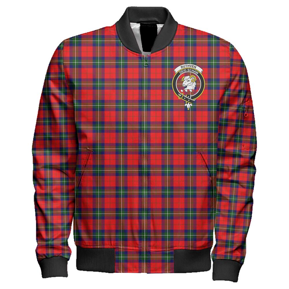 Ruthven Modern Tartan Classic Crest Zipper Bomber Jacket