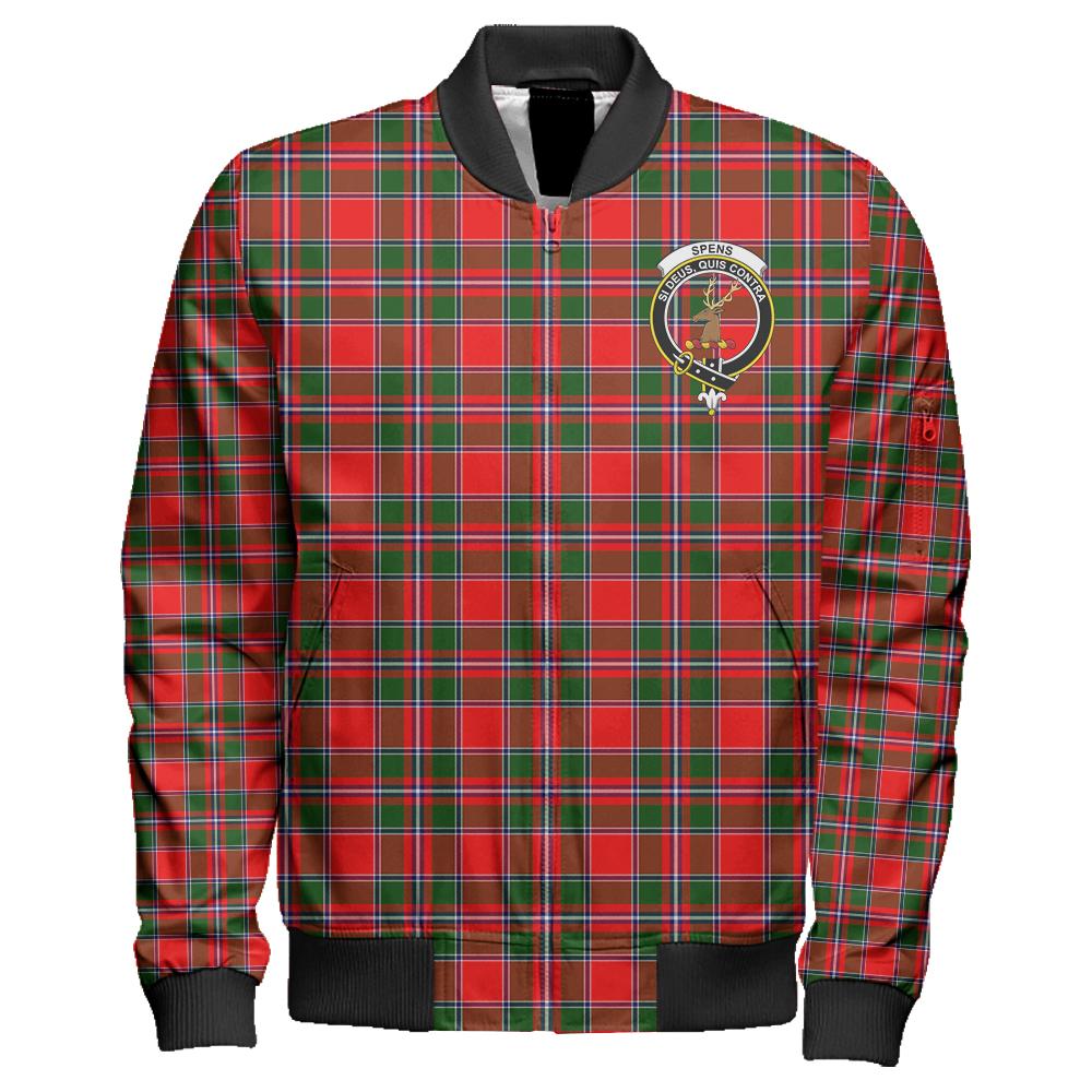 Spens Modern Tartan Classic Crest Zipper Bomber Jacket